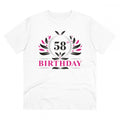  Men's PC Cotton 58th Birthday Printed T Shirt (Color: White, Thread Count: 180GSM)