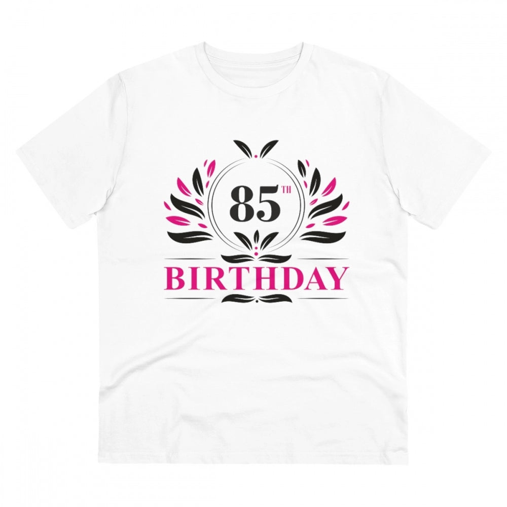 जेनरिक मेन्स पीसी कॉटन 85वें जन्मदिन प्रिंटेड टी-शर्ट (रंग: सफेद, थ्रेड काउंट: 180 जीएसएम)