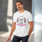 जेनरिक मेन्स पीसी कॉटन 100वीं जन्मदिन प्रिंटेड टी-शर्ट (रंग: सफेद, थ्रेड काउंट: 180 जीएसएम)