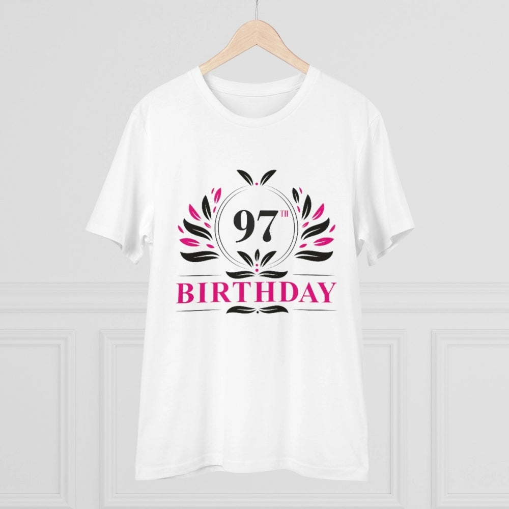 जेनरिक मेन्स पीसी कॉटन 97वें जन्मदिन प्रिंटेड टी-शर्ट (रंग: सफेद, थ्रेड काउंट: 180 जीएसएम)