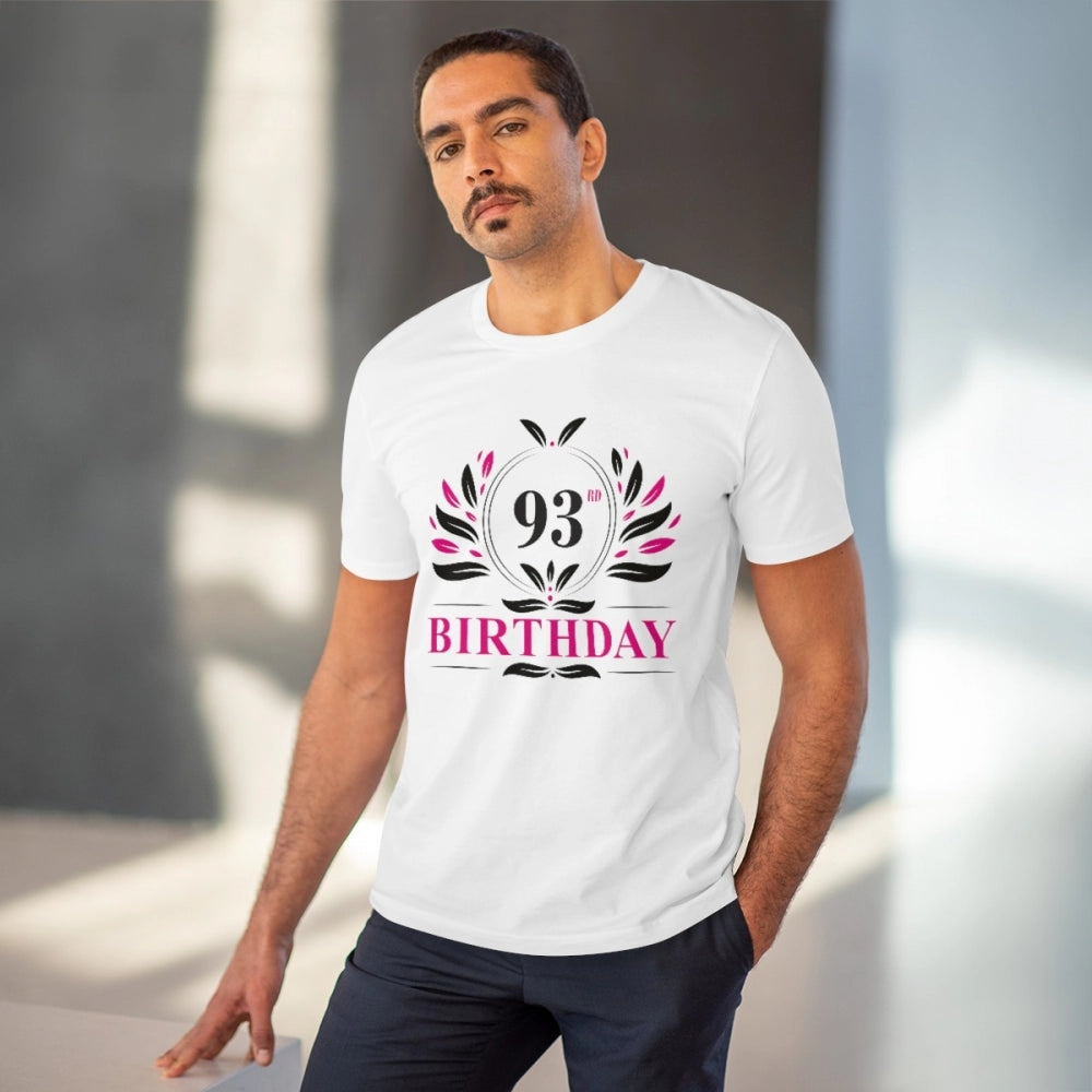 जेनरिक मेन्स पीसी कॉटन 93वें जन्मदिन प्रिंटेड टी-शर्ट (रंग: सफेद, थ्रेड काउंट: 180 जीएसएम)