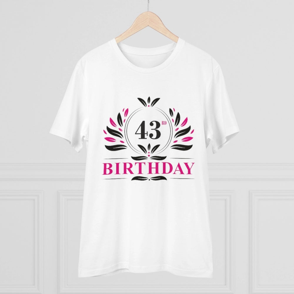 जेनरिक मेन्स पीसी कॉटन 43वें जन्मदिन प्रिंटेड टी-शर्ट (रंग: सफेद, थ्रेड काउंट: 180 जीएसएम)
