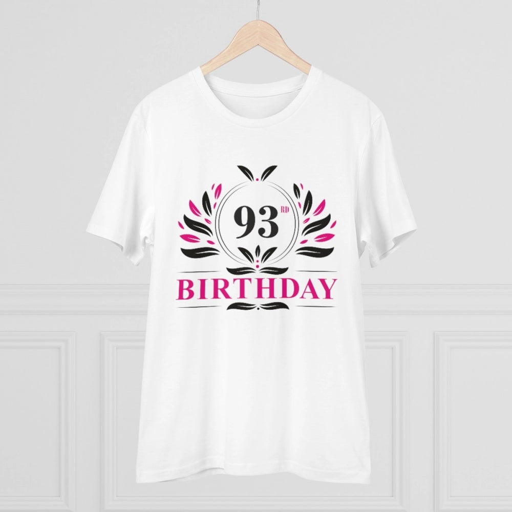 जेनरिक मेन्स पीसी कॉटन 93वें जन्मदिन प्रिंटेड टी-शर्ट (रंग: सफेद, थ्रेड काउंट: 180 जीएसएम)
