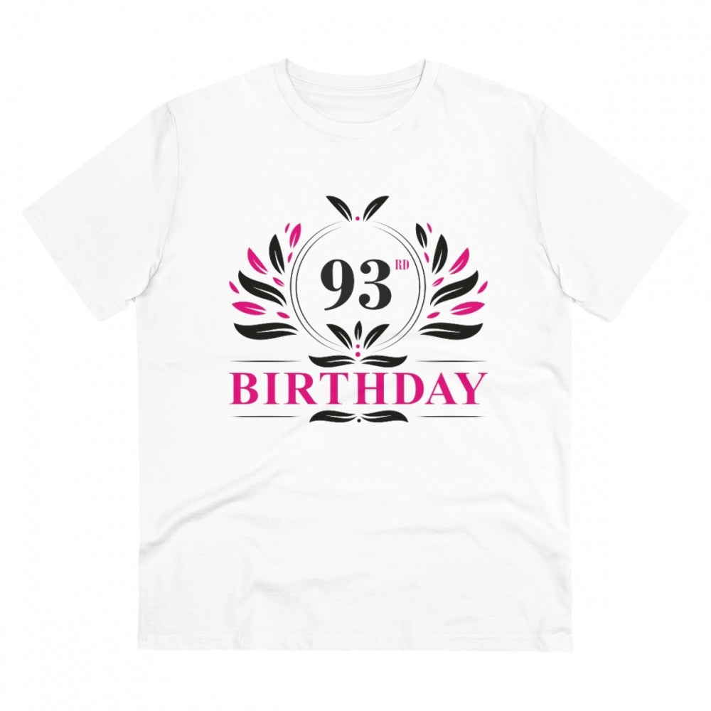 जेनरिक मेन्स पीसी कॉटन 93वें जन्मदिन प्रिंटेड टी-शर्ट (रंग: सफेद, थ्रेड काउंट: 180 जीएसएम)