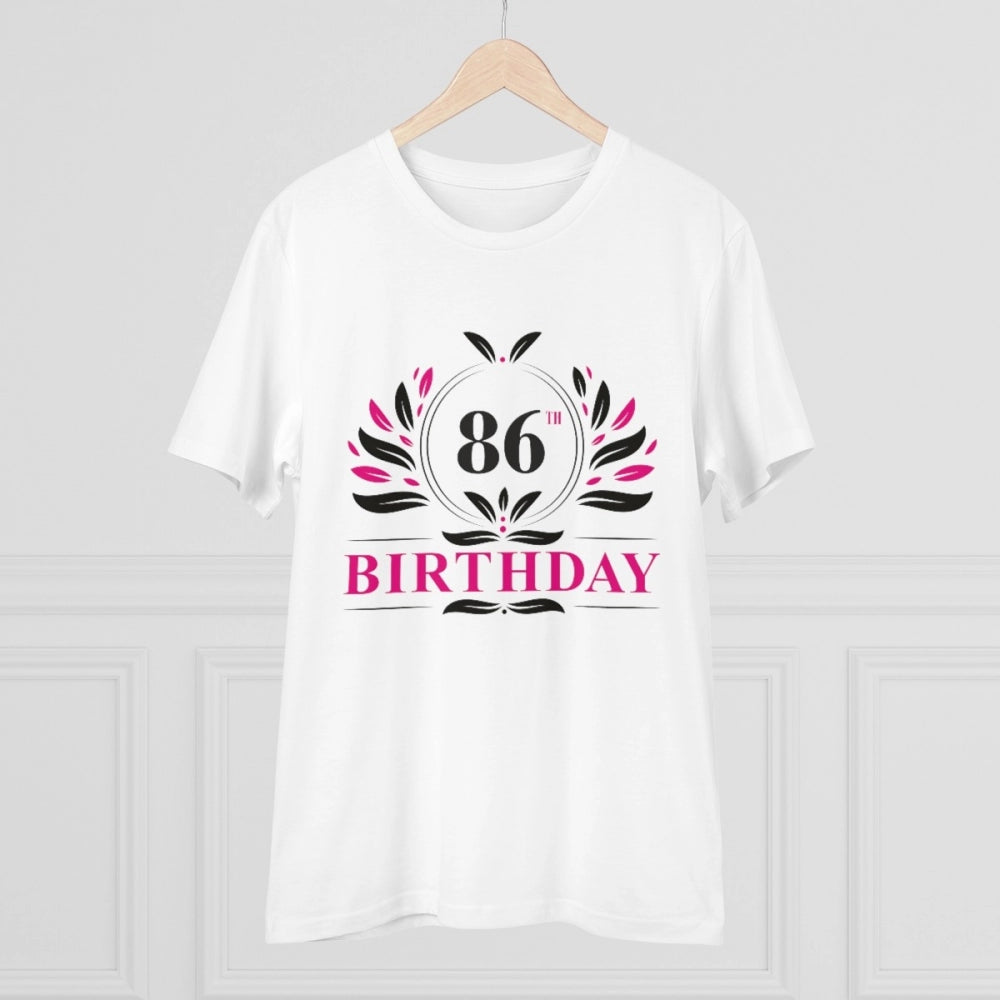 जेनरिक मेन्स पीसी कॉटन 86वें जन्मदिन प्रिंटेड टी-शर्ट (रंग: सफेद, थ्रेड काउंट: 180 जीएसएम)