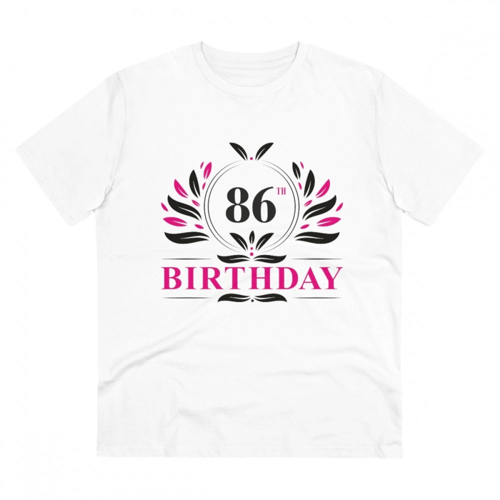 जेनरिक मेन्स पीसी कॉटन 86वें जन्मदिन प्रिंटेड टी-शर्ट (रंग: सफेद, थ्रेड काउंट: 180 जीएसएम)
