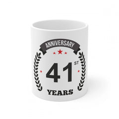 Generic Ceramic 41st Anniversary Printed Coffee Mug (Color: White, Capacity:330ml)