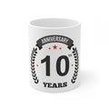  Ceramic 10th Anniversary Printed Coffee Mug (Color: White, Capacity:330ml)