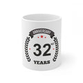  Ceramic 32nd Anniversary Printed Coffee Mug (Color: White, Capacity:330ml)