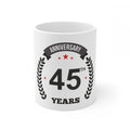 Ceramic 45th Anniversary Printed Coffee Mug (Color: White, Capacity:330ml)