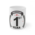  Ceramic 1st Anniversary Printed Coffee Mug (Color: White, Capacity:330ml)