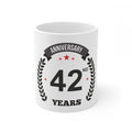  Ceramic 42nd Anniversary Printed Coffee Mug (Color: White, Capacity:330ml)