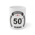  Ceramic 50th Anniversary Printed Coffee Mug (Color: White, Capacity:330ml)