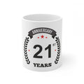  Ceramic 21st Anniversary Printed Coffee Mug (Color: White, Capacity:330ml)