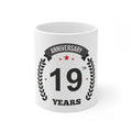  Ceramic 19th Anniversary Printed Coffee Mug (Color: White, Capacity:330ml)