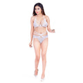  Women's Lace Solid Sheer Lace Lingerie Set (White)