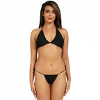 Generic Women's Nylon Spandex Black Bikini Sexy Bra Panty (Black)