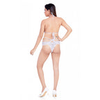 Generic Women's Lace Solid Sheer Lace Lingerie Set (White)