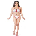  Women's Polyamide Non Padded Light Pink Floral Printed Polyamide Halter Neck Lingerie Set (Light Pink)