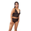  Women's Lace Black Lingerie Bra And Panty Set (Black)