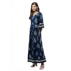 Generic Women's CottonÂ  Printed Regular Kurti (Blue, CottonÂ )