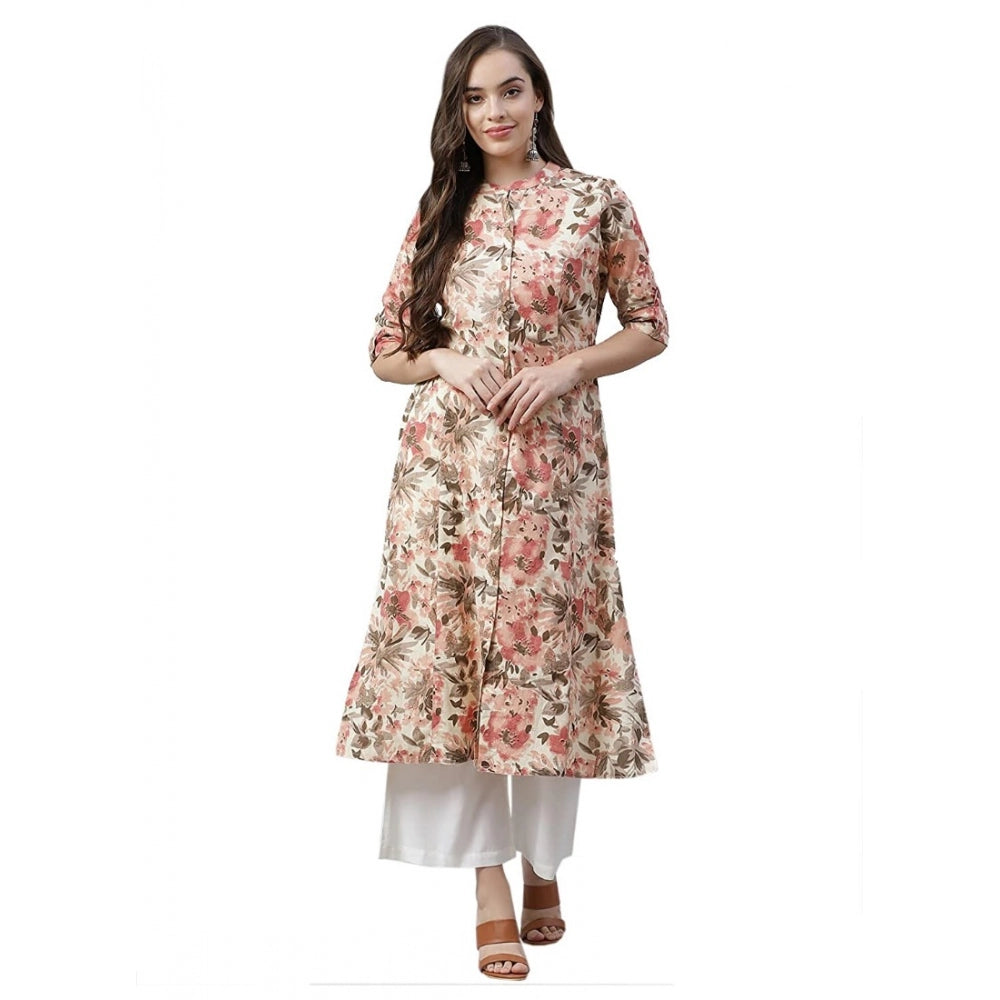 जेनरिक महिलाओं की कॉटन प्रिंटेड फ्लोरल प्रिंट कुर्ती (मल्टीकलर, कॉटन)