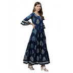 Generic Women's CottonÂ  Printed Regular Kurti (Blue, CottonÂ )