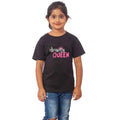  Girls Cotton Drama Queen Half Sleeve TShirt (Black)