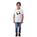  Girls Cotton Panda Glass Half Sleeve TShirt (White)