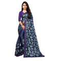  Women's Lycra Blend Saree with Blouse (Blue, 5-6 Mtrs)