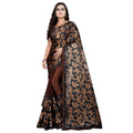  Women's Lycra Blend Saree with Blouse (Coffee, 5-6 Mtrs)