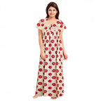 Generic Women's Cotton Printed Maxi Nighty (Red)
