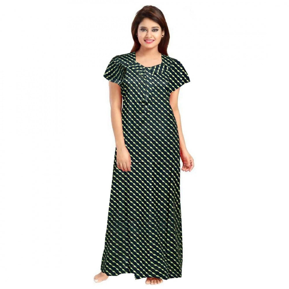 महिलाओं के लिए कॉटन प्रिंटेड मैक्सी नाइटी (हरा)