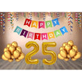  25Th Happy Birthday Decoration Combo With Multi Color Banner (Golden)