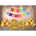  24Th Happy Birthday Decoration Combo With Multi Color Banner (Golden)