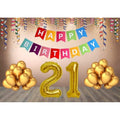  21St Happy Birthday Decoration Combo With Multi Color Banner (Golden)
