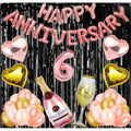  6Th Anniversary Rose Gold Foil Balloons With Happy Decoration Items Set (Rose Gold)