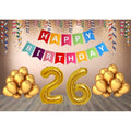  26Th Happy Birthday Decoration Combo With Multi Color Banner (Golden)