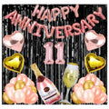  11Th Anniversary Rose Gold Foil Balloons With Happy Decoration Items Set (Rose Gold)