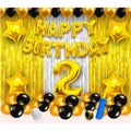  2Nd Birthday Golden Theme Decoration Items (Multicolor)