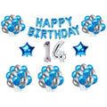  14Th Happy Birthday Decoration Combo With Foil And Star Balloons (Blue, Silver)