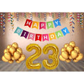  23Rd Happy Birthday Decoration Combo With Multi Color Banner (Golden)