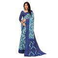  Women's Georgette Printed Saree With Unstitched Blouse (Blue)
