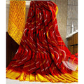  Women's Satin Patta Printed Saree With Unstitched Blouse (Yellow)