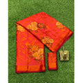  Women's Viscose Rayon Printed Saree With Unstitched Blouse (Red)