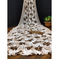  Women's Georgette Printed Saree With Unstitched Blouse (Coffee)