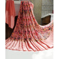  Women's Satin Patta Printed Saree With Unstitched Blouse (Pink)