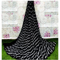  Women's Georgette Printed Saree With Unstitched Blouse (Black)