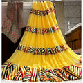  Women's Satin Patta Printed Saree With Unstitched Blouse (Yellow)