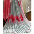  Women's Satin Patta Printed Saree With Unstitched Blouse (Grey)
